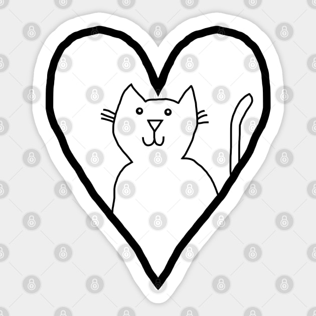 My Valentine Cat Heart Minimal Line Drawing Sticker by ellenhenryart